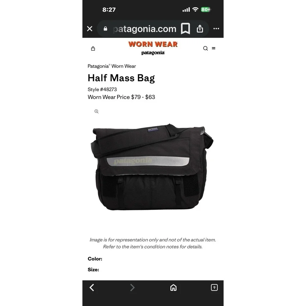 Patagonia Half Mass Messenger/Computer Bag Navy Blue